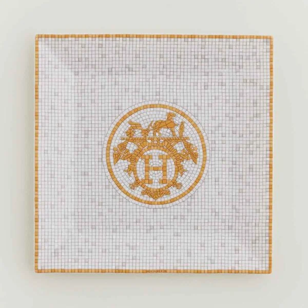 Hermes Mosaique au 24 Gold Square Plate no.3 | Kneen & Co