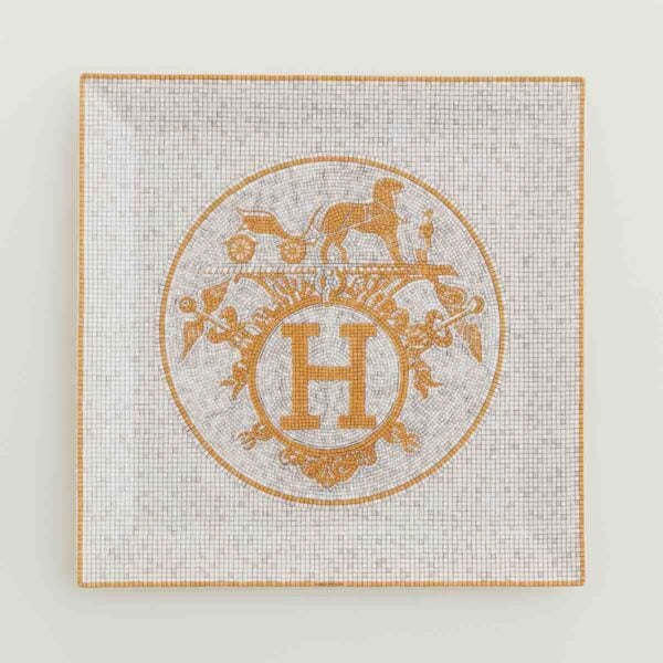 Hermes Mosaique au 24 Gold Square Plate no.5 | Kneen & Co