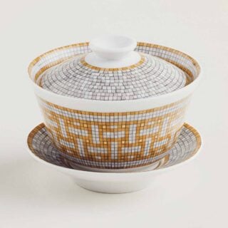 Hermès Mosaique au 24 Gold Tea cup with lid and saucer