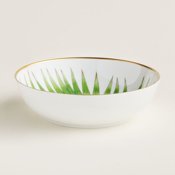 HERMES-DNRWR-Passifolia-044013P-worn-3-1200x1200px-100KB Hermes Passifolia Cereal Bowl shown on table | Kneen & Co