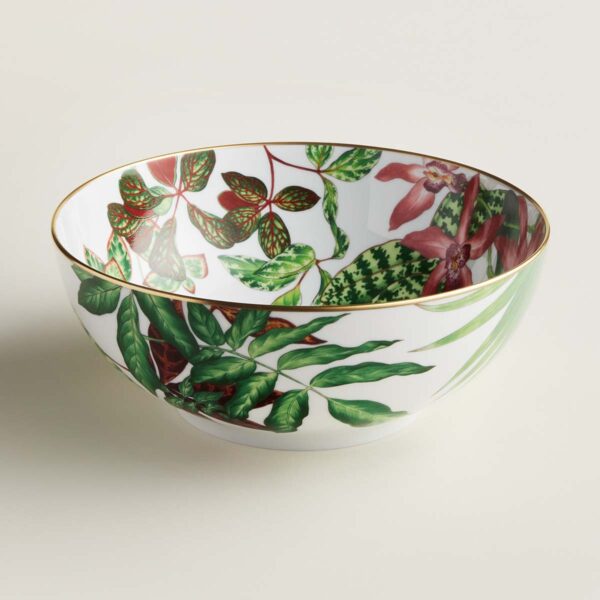 HERMES-DNRWR-Passifolia-044036P-worn-3-1200x1200px-100KB Hermes Passifolia Small Salad Bowl shown on table | Kneen & Co