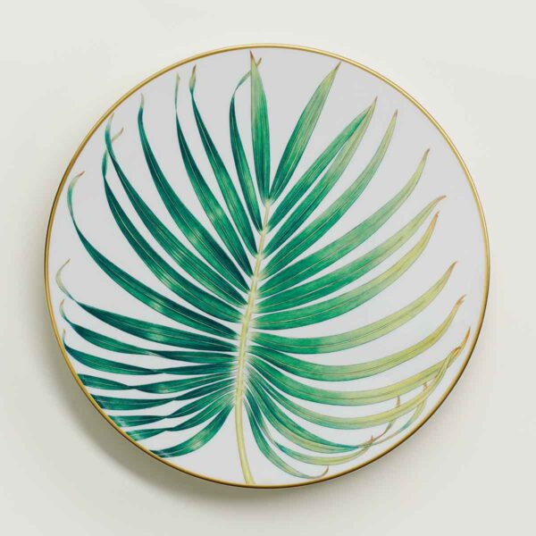 HERMES-DNRWR-Passifolia-044101P-worn-1-1200x1200px-100KB Hermes Passifolia Dinner Plate Palm | Kneen & Co