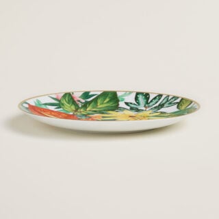 Hermes Passifolia Dessert Plate Passiflora shown on table | Kneen & Co