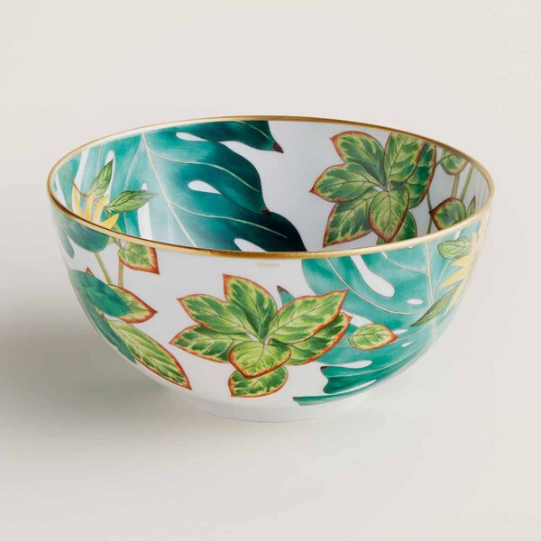 Hermès Passifolia Large Bowl shown on table | Kneen & Co
