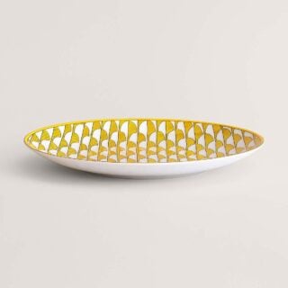 Hermès Soleil d’Hermès Dessert Plate Shown on Table | Kneen & Co