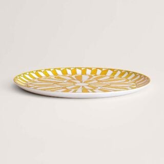 Hermès Soleil d’HermèsTart Platter shown on table | Kneen & Co