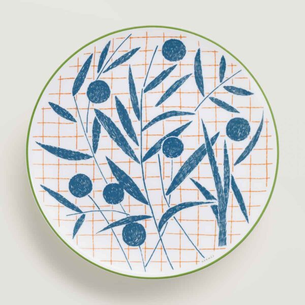 Hermes A Walk in the Garden Dessert Plate Blue | Kneen & Co