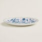 Hermes A Walk in the Garden Dessert Plate Blue shown on table| Kneen & Co