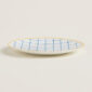 Hermes A Walk in the Garden Bread and Butter Plate Blue shown on table| Kneen & Co