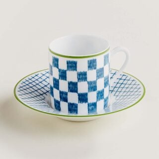 Hermes A Walk in the Garden Coffee Cup and Saucer Blue | Kneen & Co