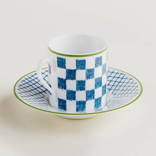 Hermes A Walk in the Garden Coffee Cup and Saucer Blue | Kneen & Co