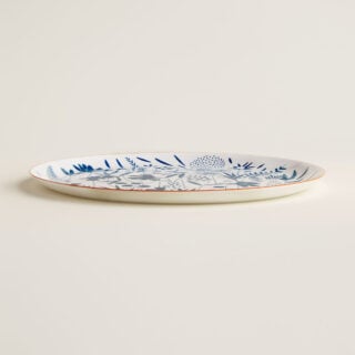 Hermes A Walk in the Garden Tart Platter shown on table | Kneen & Co
