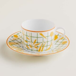 Hermes A Walk in the Garden Tea Cup and Saucer Yellow | Kneen & Co