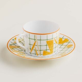Hermes A Walk in the Garden Tea Cup and Saucer Yellow | Kneen & Co