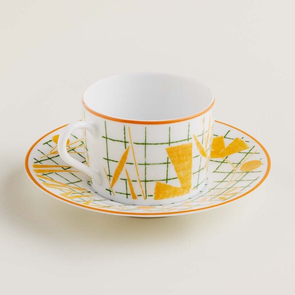Hermes A Walk in the Garden Tea Cup and Saucer Yellow | Kneen & Co
