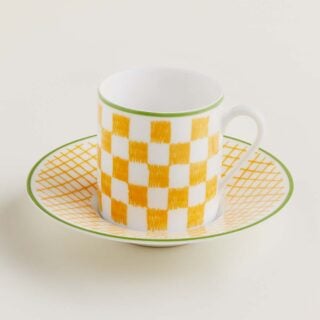 Hermes A Walk in the Garden Coffee Cup and Saucer Yellow | Kneen & Co
