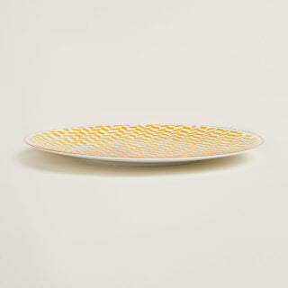 Hermes A Walk in the Garden Dinner Plate Yellow shown on table | Kneen & Co