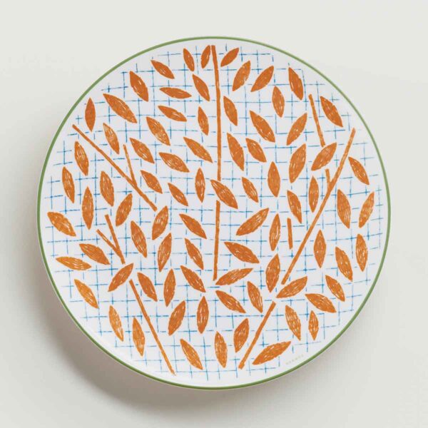 Hermes A Walk in the Garden Dessert Plate Orange | Kneen & Co