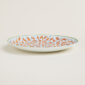 Hermes A Walk in the Garden Dessert Plate Orange Shown on table| Kneen & Co