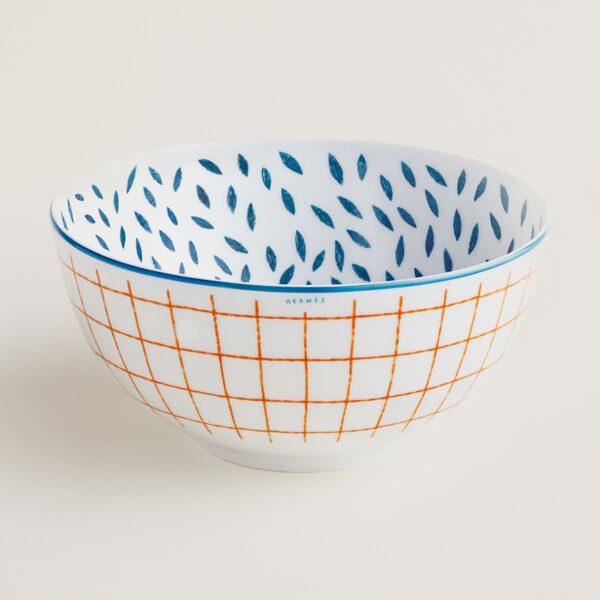 Hermes A Walk in the Garden Large Bowl shown on table | Kneen & Co