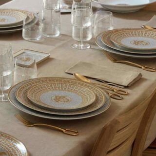 Hermes Mosaique au 24 Gold Dinnerware Table Setting | Kneen & Co