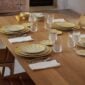 Hermès Soleil d’Hermès Dinnerware Table Setting with Hermes Intervalle Glassware and bowls | Kneen & Co