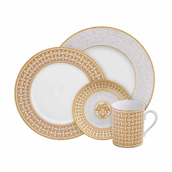 Hermes Mosaique au 24 Gold Dinnerware Group Photo | Kneen & Co