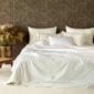 Luxury Mirabel Slabbinck Topali bedding in soft, neutral tones, featuring crisp embroidered linens and refined Belgian craftsmanship—elevating the bedroom into a serene sanctuary.