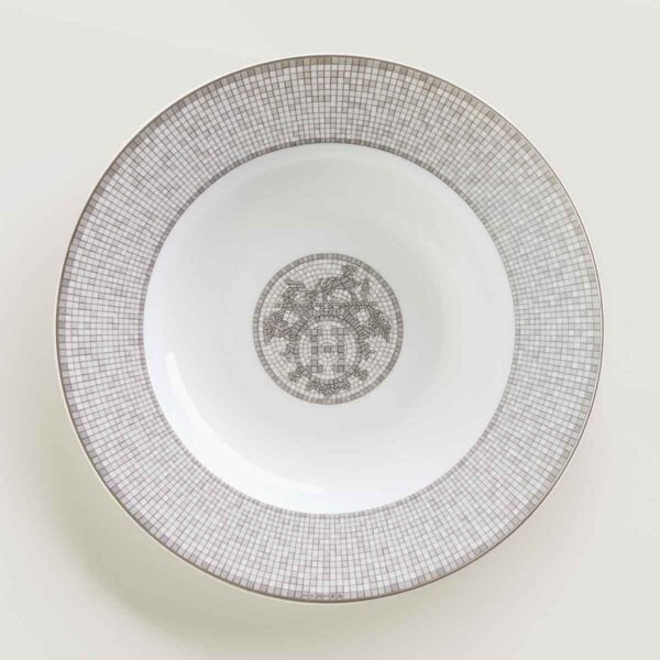 Hermès Mosaique Au 24 Platinum Rim Soup Plate | Kneen & Co