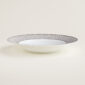 Hermès Mosaique Au 24 Platinum Rim Soup Plate shown on table | Kneen & Co