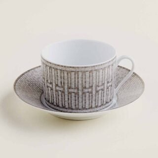 Hermès Mosaique Au 24 Platinum Breakfast Cup and Saucer | Kneen & Co