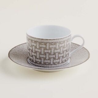 Hermès Mosaique Au 24 Platinum Tea Cup and Saucer | Kneen & Co