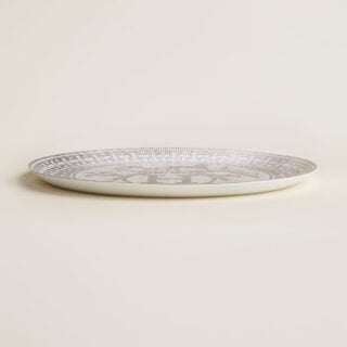 Hermès Mosaique Au 24 Platinum Tart Platter shown on table | Kneen & Co