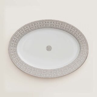 Hermès Mosaique Au 24 Platinum Small Oval Platter | Kneen & Co