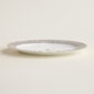 Hermès Mosaique Au 24 Platinum Small Oval Platter shown on table | Kneen & Co