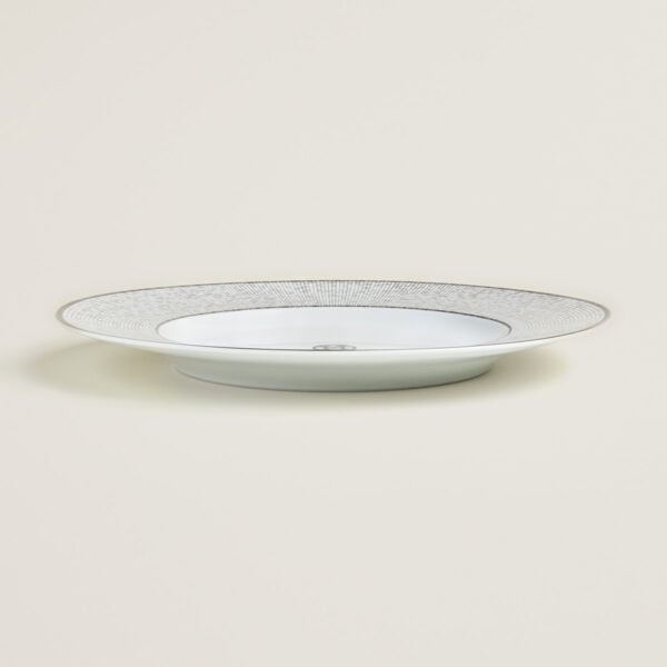 Hermès Mosaique Au 24 Platinum Presentation Plate shown on table | Kneen & Co