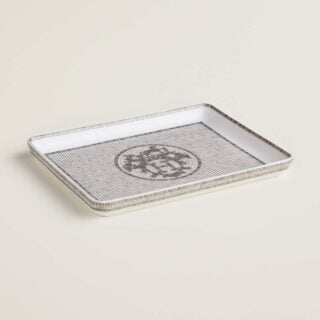 Hermès Mosaique Au 24 Platinum Oriental Sushi Plate shown on table | Kneen & Co