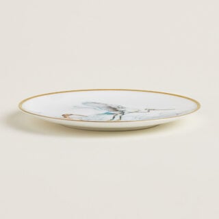 Hermès Carnets d'Equateur Birds Bread and Butter Plate shown on table | Kneen & Co