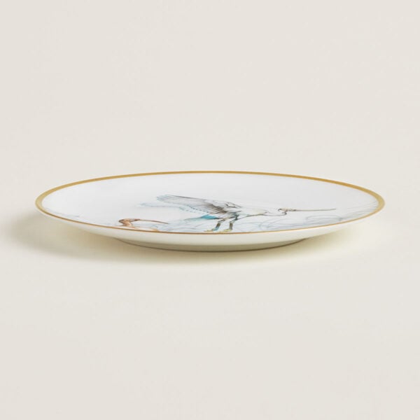 Hermès Carnets d'Equateur Birds Bread and Butter Plate shown on table | Kneen & Co