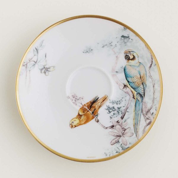 HERMES-DNRWR-carnets-dEquateur-038017P-worn-5-1200x1200px-100KB Hermès Carnets d'Equateur Espresso Cup and Saucer shown on table | Kneen & Co