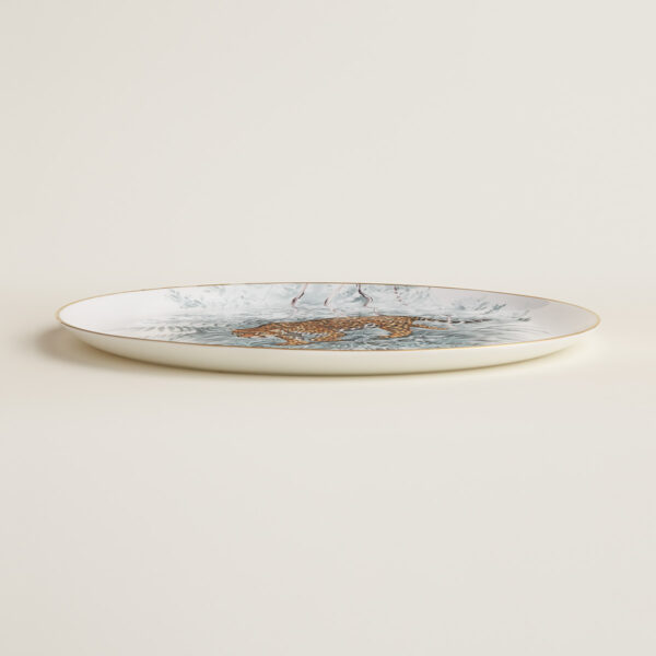 Hermès Carnets d'Equateur Tart Platter shown on table | Kneen & Co