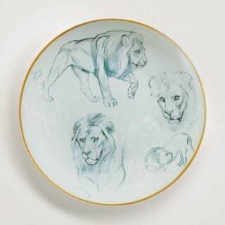 Hermès Carnets d'Equateur Lions Dessert Plate | Kneen & Co