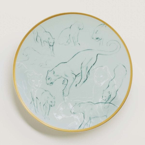 Hermès Carnets d'Equateur Felines Bread and Butter Plate | Kneen & Co