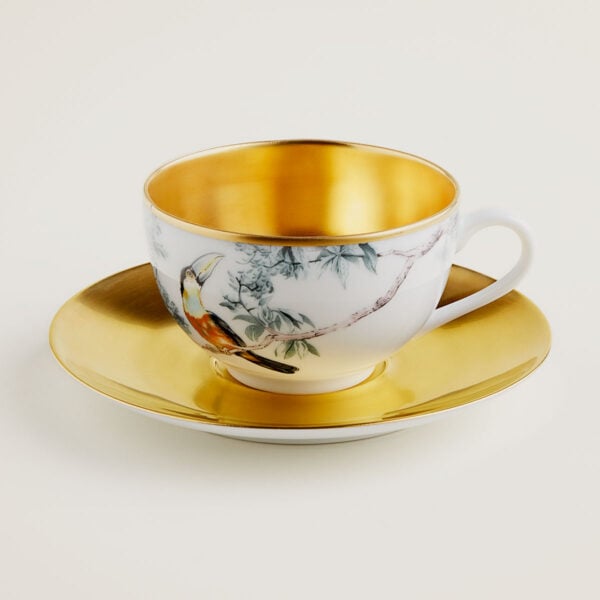 HERMES-DNRWR-carnets-dEquateur-038116P-worn-1-1200x1200px-100KB Hermès Carnets d'Equateur Gold Teacup and Saucer | Kneen & Co