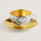 Hermès Carnets d'Equateur Gold Teacup and Saucer | Kneen & Co