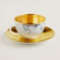 Hermès Carnets d'Equateur Gold Teacup and Saucer | Kneen & Co