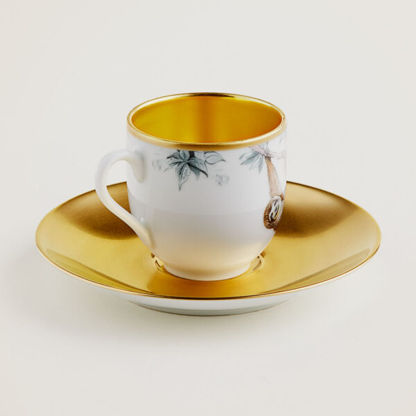 HERMES-DNRWR-carnets-dEquateur-038117P-worn-3-1200x1200px-100KB Hermès Carnets d'Equateur Gold Coffee Cup and Saucer | Kneen & Co