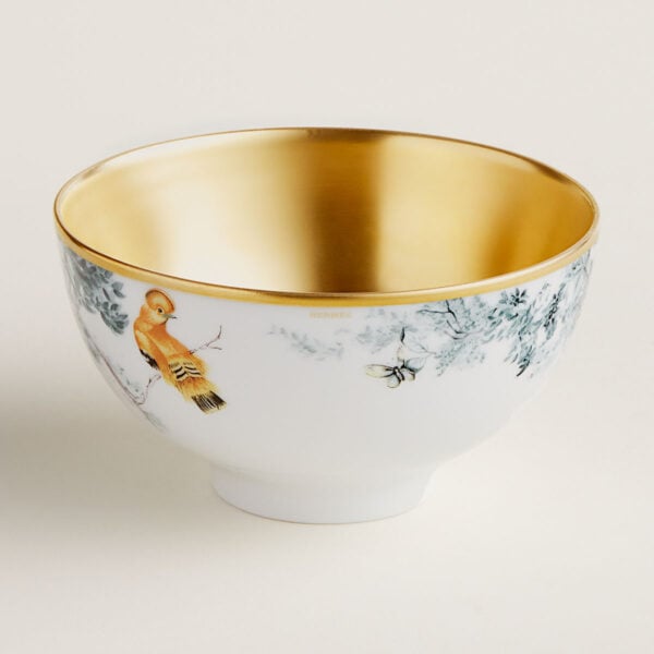 HERMES-DNRWR-carnets-dEquateur-038485P-worn-1-1200x1200px-100KB Hermès Carnets d'Equateur Gold Birds Medium Bowl | Kneen & Co