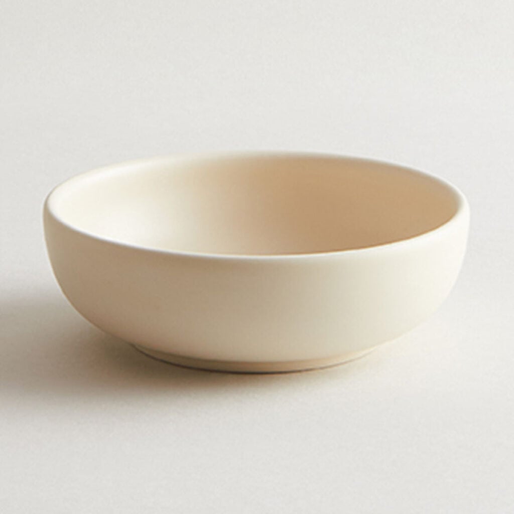 R+D. Lab Bilancia Small Deep Bowl | Almond shown on table | Kneen & Co