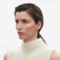Woman wearing Georg Jensen Signature Diamonds Ear Hoop Gold with Diamonds 0.10 CT | Kneen & Co